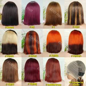 KEMY HAIR 13x4レースフロントブラントカットボブウィッグ着やすいグルレスストレート人毛ウィッグ女性用ボックスボブスタイル