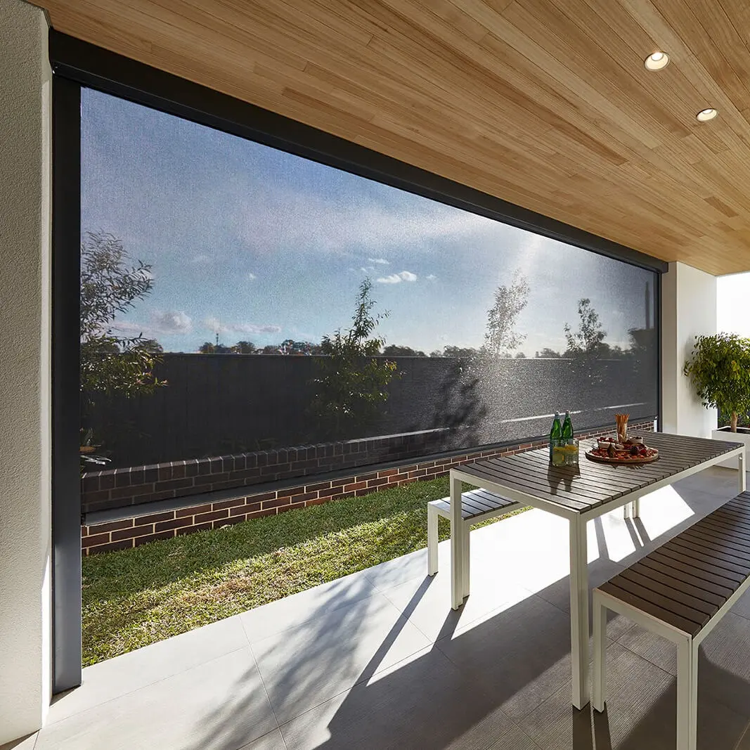 Persianas ao ar livre sombra ao ar livre pérgola tela cega pátio zip faixa cortinas zip tela sombra pátio ao ar livre