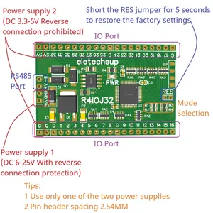 R4IOJ32 32CH RS485 2.54mm Pin Core Board Modbus Rtu <strong>Input</strong> and <strong>Output</strong> <strong>Control</strong> PLC HMI Remote IO Expanding Board DC 5V 12V 24V