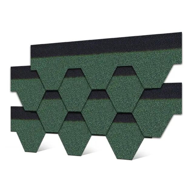 Produsen disesuaikan warna hijau mosaik jenis bicuminous atap aspal gelang untuk rumah
