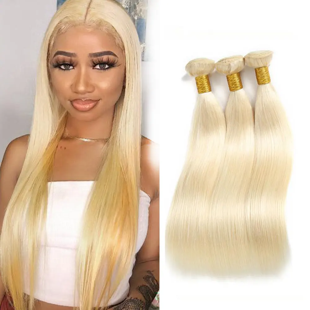 Factory Wholesale Double Drawn 613 Blonde Raw Human Hair Bundles Extensions,Silky Straight Mink Brazilian Russian Hair Vendors