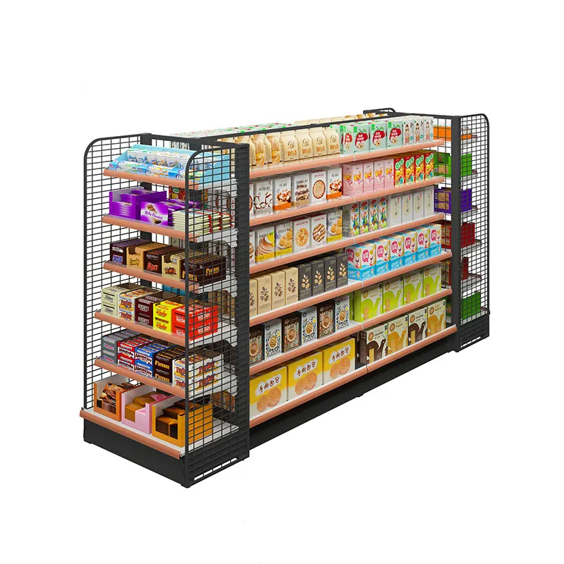 Gondole rayonnage blanc rayons des supermarchés à vendre articles d'épicerie nourriture dépanneur équipement d'épicerie