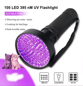Phổ biến UV đèn pin 100 * UV LED 395nm hợp kim nhôm chất lượng cao màu tím ánh sáng LED Torch ánh sáng 6 * AA pin khô không thấm nước - Product Image 5