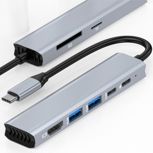 新设计7合1 USB3.0 SD TF DP集线器7端口迷你转换器笔记本电脑坞站USB C集线器 - Product Image 1