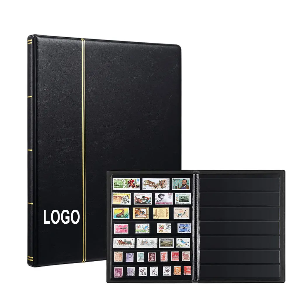 Logo personalizzato Design gratuito copertina antipolvere su entrambi i lati 10 fogli 7 righe tasche Album per la raccolta di libri di francobolli per collezionisti