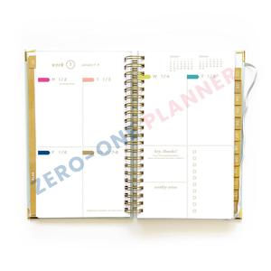 Özel baskı keten mermi bağlı altın spiral bobin ciltli defter mini taşınabilir kompakt günlük haftalık saatlik planlayıcısı dergisi - Product Image 5