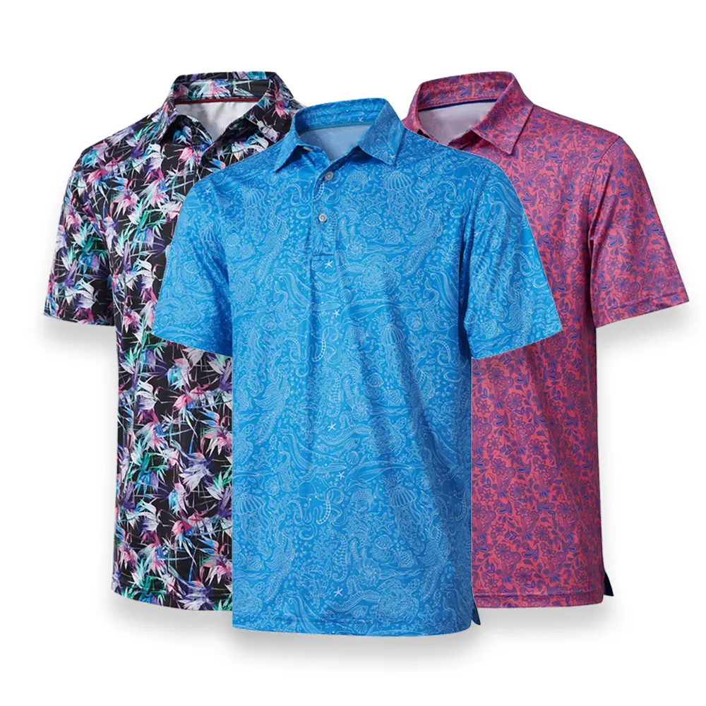 Sublimación para hombre impresión personalizada Golf Camiseta polo alta calidad golf ropa camiseta