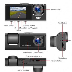 Cámara de salpicadero WiFi de 3 canales para coches, caja negra, grabadora de vídeo de 1080P, cámara de visión trasera para vehículo, coche, DVR, accesorios para coche