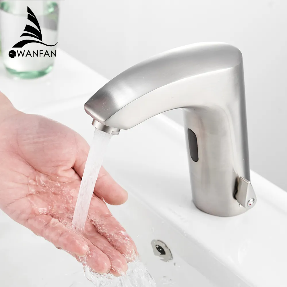 WANFAN Sensore Touchless Rubinetto 8024SN Bacino di Potenza Della Batteria Deck Mount Acqua Calda E Fredda Rubinetto Automatico del Sensore