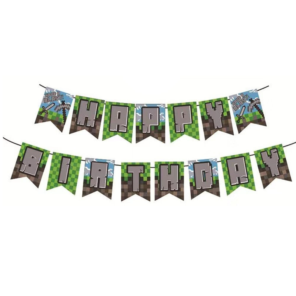 Ensemble de drapeaux minecraft gris-15 pièces