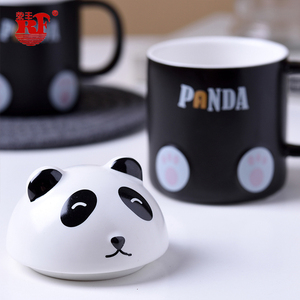 Sevimli karikatür Panda taç seramik kapaklı bardak yaratıcı hediye öğrenci kahve kupa - Product Image 3