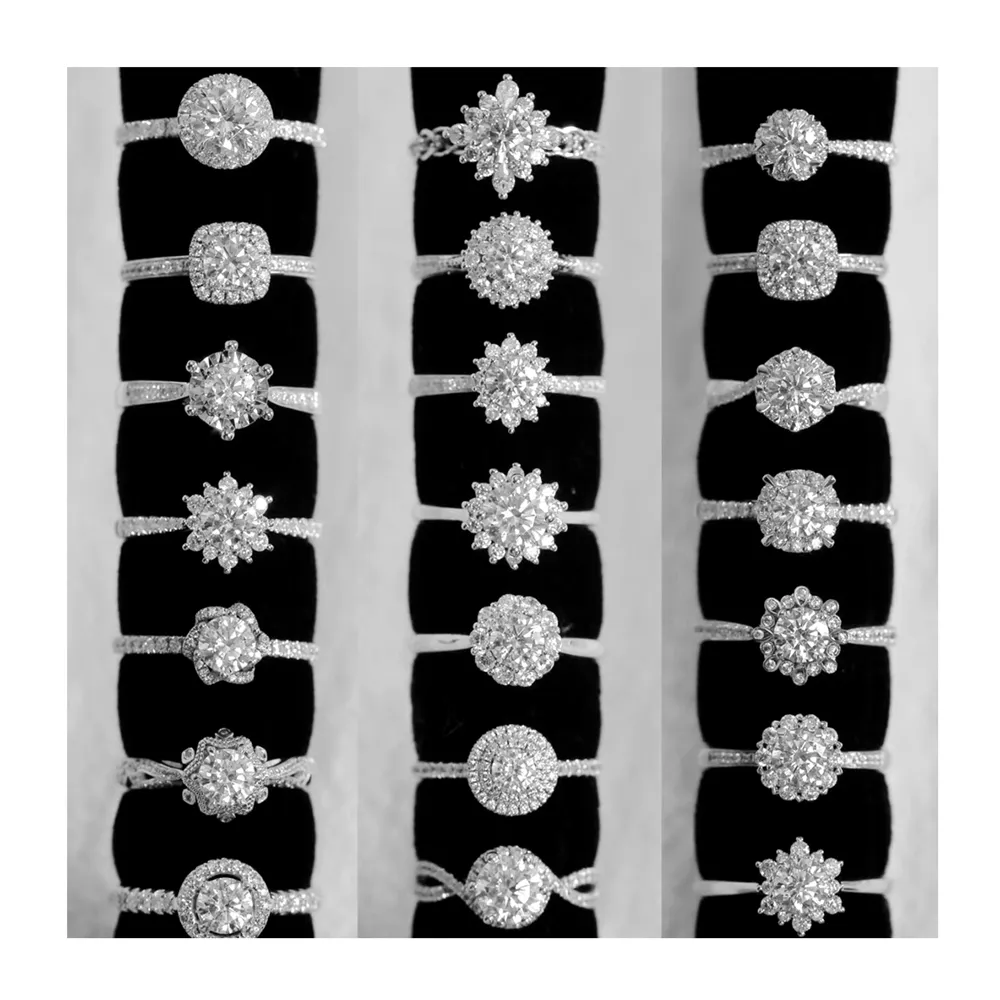 Alla rinfusa anelli 925 donna in argento sterling design gioielli 925 anillo de plata piedra granate laboratorio anello con diamanti 2 carati