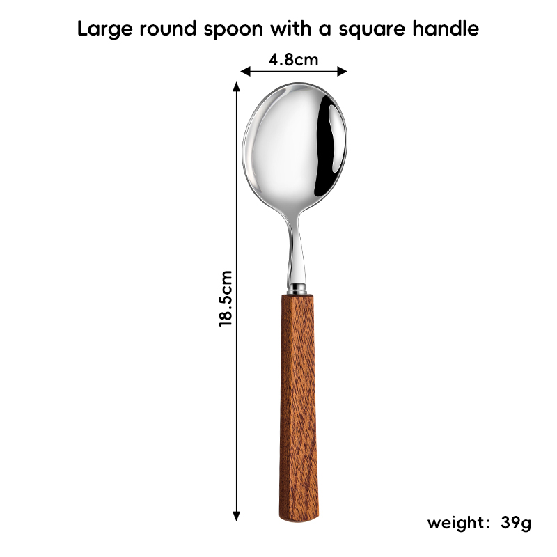 304 Sapele wood handle large round spoon
