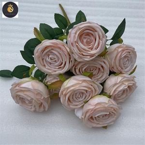EV พร้อมสําหรับงานแต่งงานของเรือ ดอกไม้ประดิษฐ์ 9 หัว กุหลาบ สีขาว สีแดง ช่อดอกไม้กุหลาบ สําหรับตกแต่งงานแต่งงาน