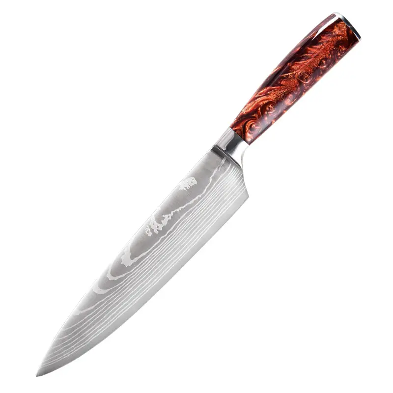 8 סכין שף אינץ 'עם חרוט רעם חרוט רעם סכין חתוכה גבוהה פחמן נירוסטה יפנית לסכין מטבח