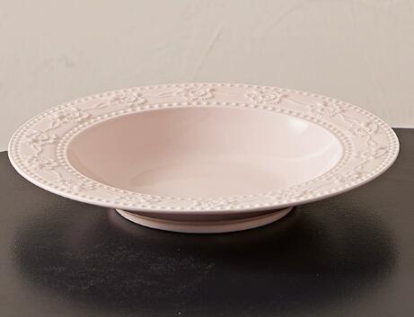 assiette creuse rose de 8 pouces