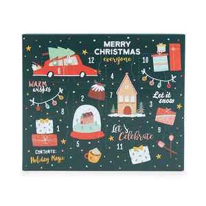 Özel noel ağacı altın folyo mat laminasyon 12 gün kakma ile boş balmumu eriyik Advent takvim kutusu - Product Image 3
