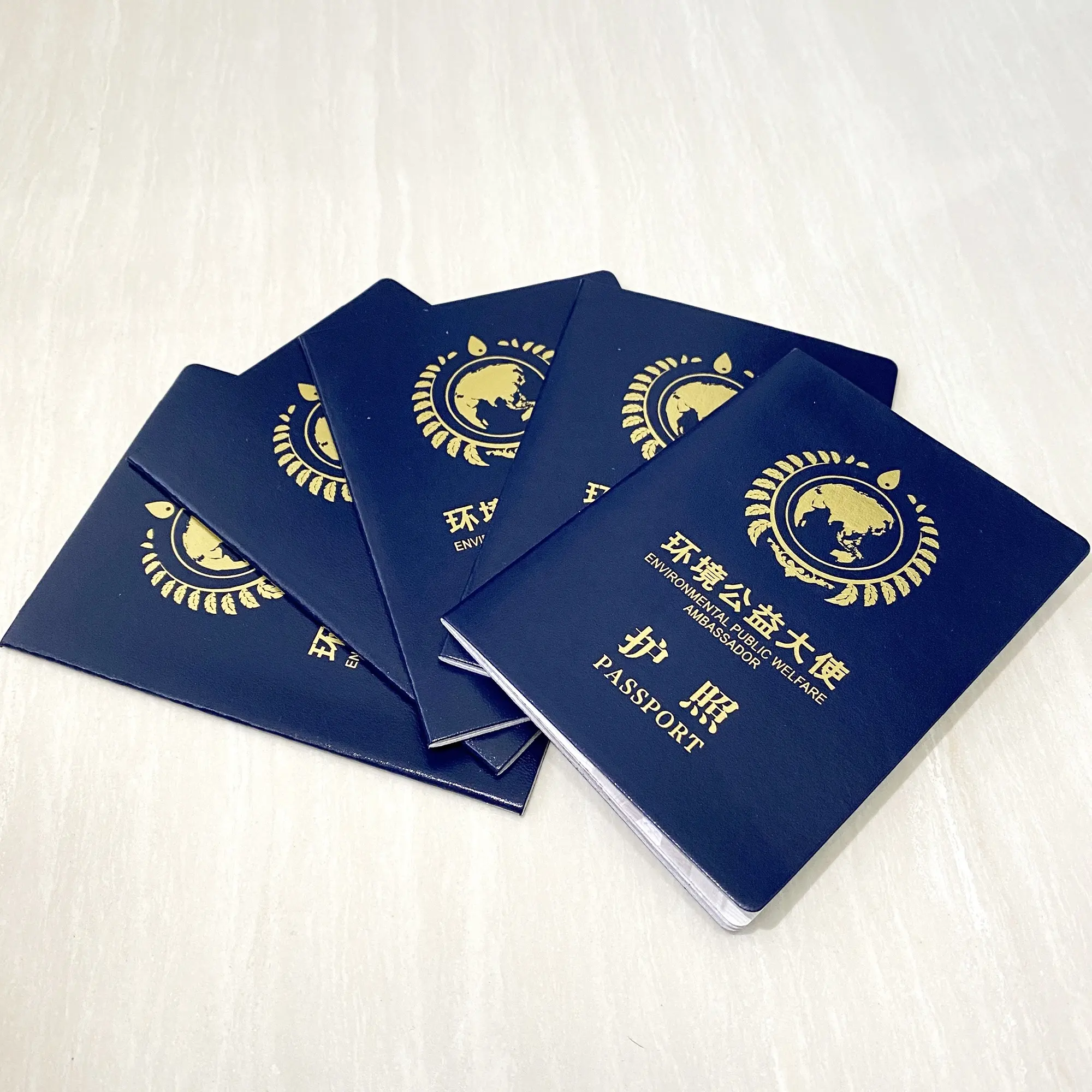 Couverture en cuir personnalisée protection de l'environnement enregistrement passeport certificat couture livret impression
