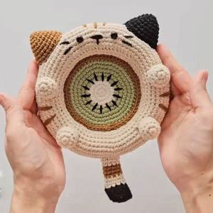 ชุดถักโครเชต์เข็มเจาะ Kiva สำหรับผู้เริ่มต้นผู้ใหญ่-จานรองแก้วดีไซน์ธรรมชาติและพรมแก้วปักครอสติชโพลีเอสเตอร์ - Product Image 4