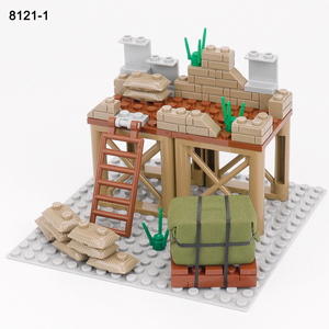 Modelos militares en miniatura Centro de comando táctico Defensa Bunker Escena Juego de construcción Placa base Campamento del ejército Juguete Bloque de construcción