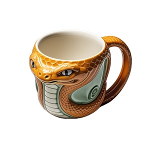 แก้วงูหางกระดิ่งทำด้วยมือถ้วยกาแฟเซรามิกรูป3D ดีไซน์รูปงูเหมือนจริงตามสั่ง - Product Image 1