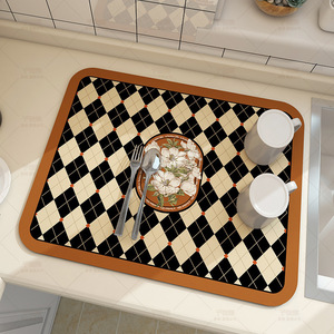 厨房排水垫家用餐桌碗碟垫多种图案颜色吸水桌垫 - Product Image 3