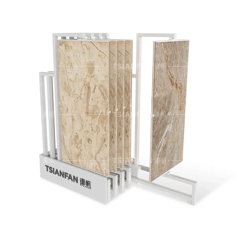 Graniet Dakbedekking Display Rack Worden Op Grijs Hoek Tonen Push-Pull Tegel Displays Tonen Plank Quartz Exhibit Plank