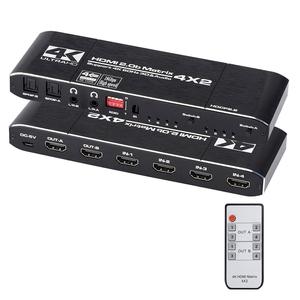 Conmutador HDMI Matrix 4K 4x2 4 en 2 Out HDMI2.0b, divisor + Salida de Audio óptica y L/R, EDID con control remoto - Product Image 1