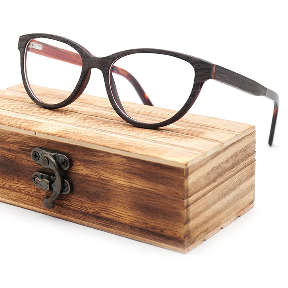 Óptica de madera marcos con logotipo personalizado Venta caliente de madera de estilo receta lectura gafas