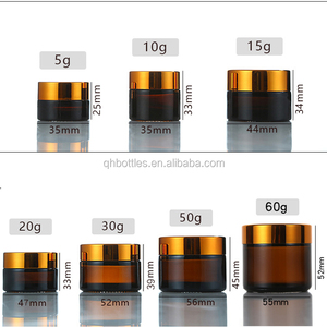 黒いふた付きの琥珀色のガラス瓶サンプルガラスクリーム化粧品ボトル<span class=keywords><strong>5g</strong></span> 10g 15g 20g
