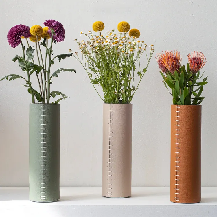 Copri vaso in pelle avvolto vaso di fiori decorazione della casa diserbo vaso fiori