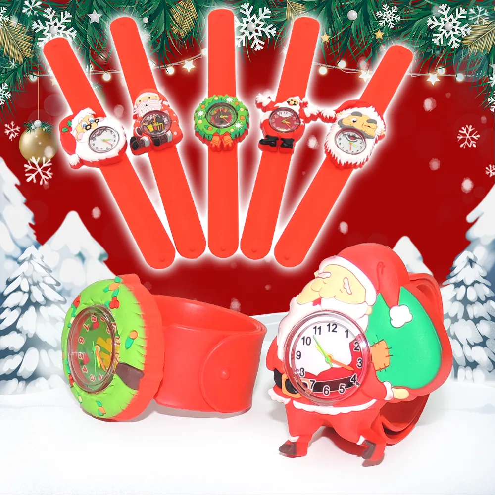 Regali di Natale promozionali in silicone al quarzo puntatore a mano a buon mercato orologio schiaffo per i bambini