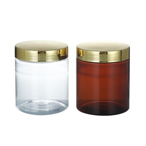 Sang Trọng Hổ Phách Rõ Ràng Mỹ Phẩm Container 50Ml 80Ml 100Ml 150Ml 250Ml Pet Nhựa Kem <span class=keywords><strong>Jar</strong></span> Với Vàng Mạ Nắp - Product Image 5