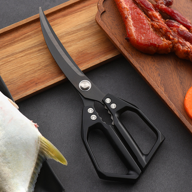 Aluminum alloy curved scissors-black titanium paper sleeve