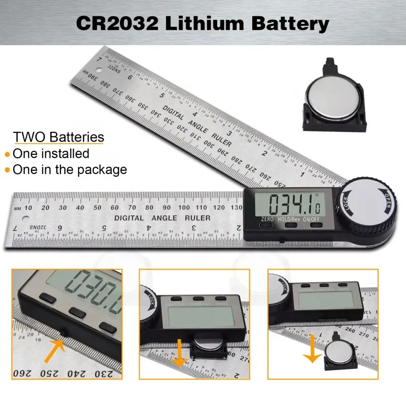 360 degrés électronique en acier inoxydable compteur numérique AngleTransparent Angle règle numérique rapporteur électronique Angle outil