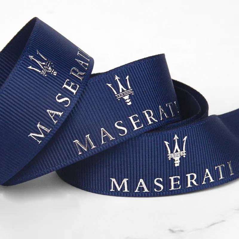 Customized Luxury 3D Relief Embossed Printed Soft Grosgrain Ribbon WIth Logo Gift Birthday Xmas Party Event Decoration Ribbons