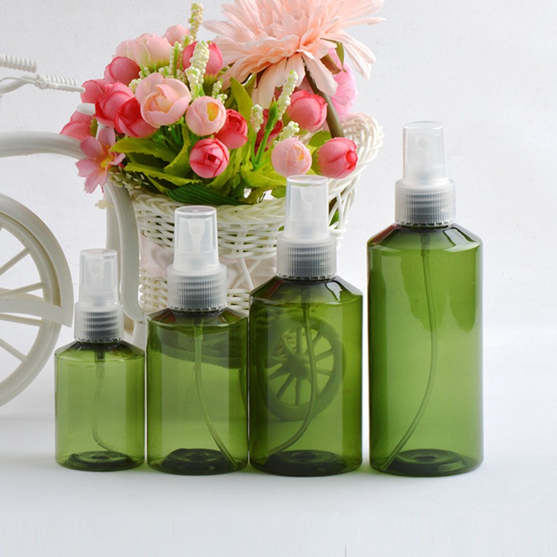 Green bottle with Transparent lid and nozzle