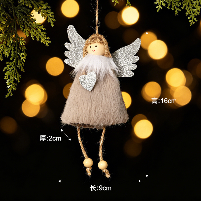Amour ange suspendu perle en bois gris