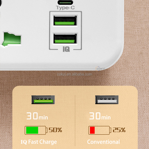 Uzatma çok fiş uzatma prizleri ile USB duvar fiş adaptörü 3 yollu 1 içine 3 güç uzatma kablosu ile 3.4A USB tip C - Product Image 5