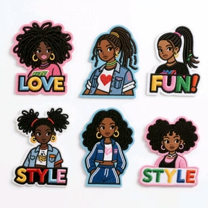 2025 Mới Hot phim hoạt hình thêu các bản vá lỗi tùy chỉnh màu đen Cô Gái sắt trên vá quần áo trang trí cô gái y tá thêu các bản vá lỗi - Product Image 1