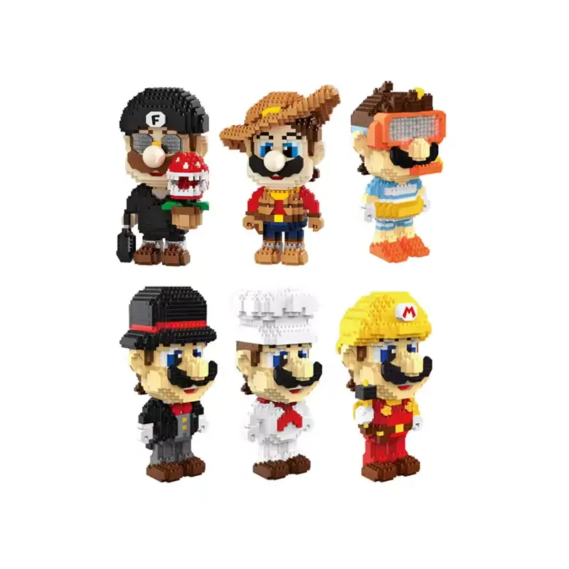 Nuovi arrivi collezione gioco assemblato Super Bros ingegnere Chef Mini mattoncini Gentleman Marioed Micro blocchi di costruzione figure giocattoli