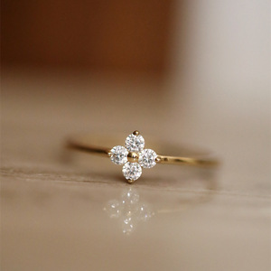 卸売シンプルフィンガーリング925スターリングシルバー女性ブライダルジュエリーホワイトジルコンゴールド結婚指輪女性女の子用