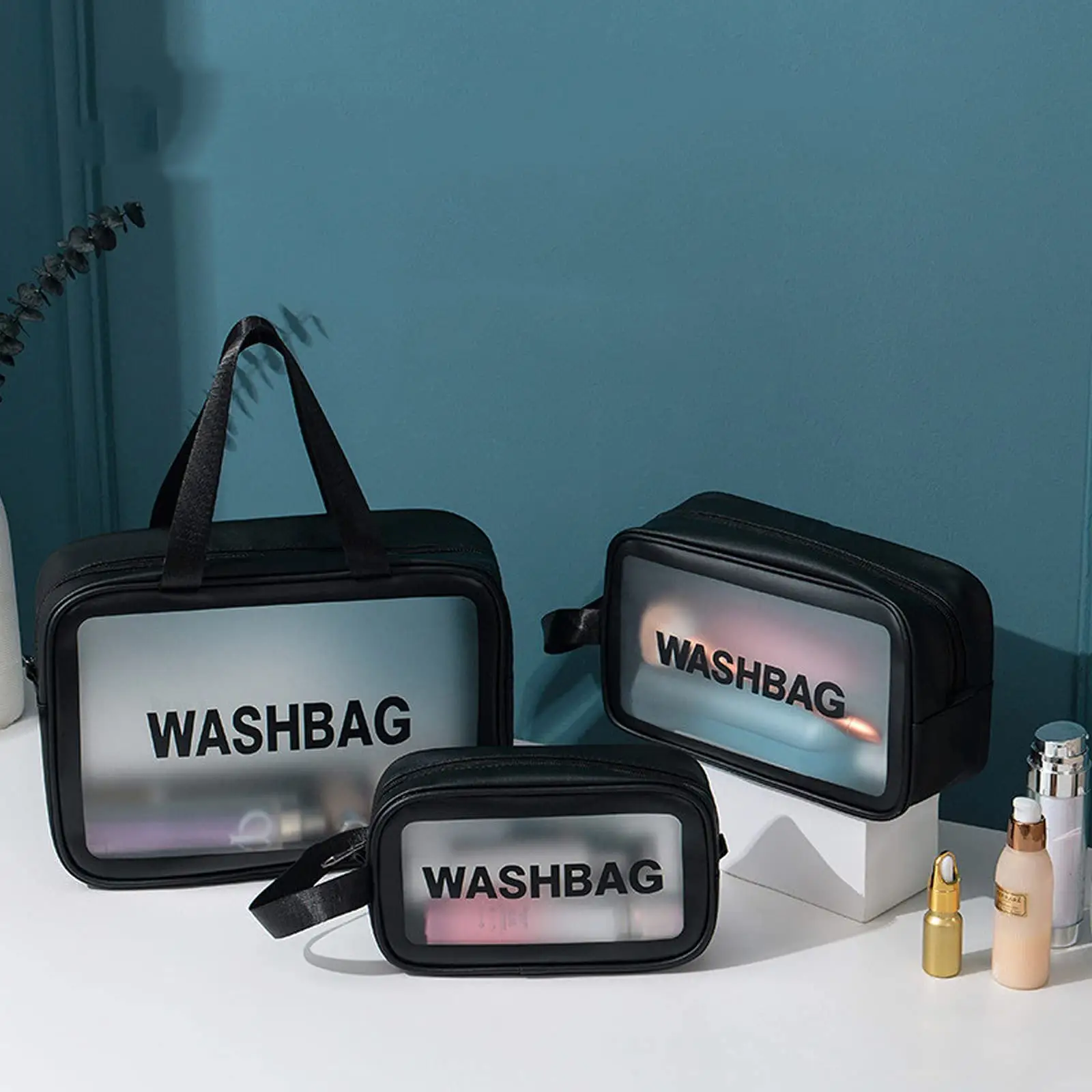 Benutzer definiertes Werbe geschenk Transparent Pvc Wasserdichte Toiletten artikel Reisesp eicher Kosmetisches Make-up Reiß verschluss tasche Beutel klare Kosmetik tasche