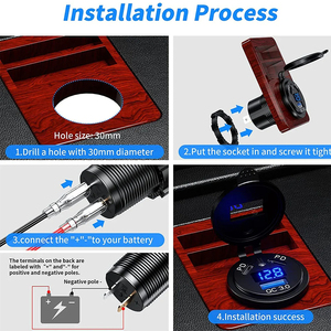 12V/24V USB插座108W 3端口双PD 45W USB C车载充电器插座和带电压表电源开关的快速充电3.0 USB充电器 - Product Image 2