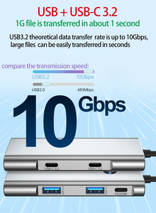 Toptan 8/7/5 in 1 10Gbps USB C yerleştirme istasyonu adaptörü tipi c Hub destek HDMI 4k60hz 100w(PD) USB portları bir/kapalı anahtar iPad için