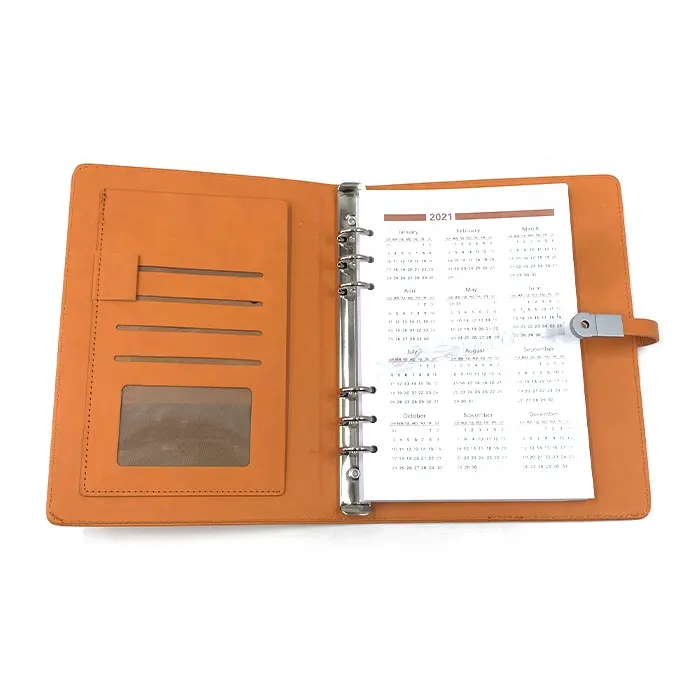 Promotional Leather Magnetic Buckle A5 Binder Hardcover Printed Custom Notebook Diary Book