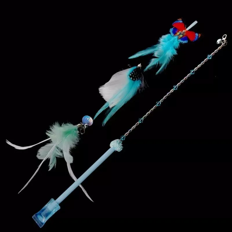 Bricolage jouet pour chat en plumes naturelles fait à la main Da Bird Recharges interactives Teaser Sticks jouet en plumes pour animaux de compagnie
