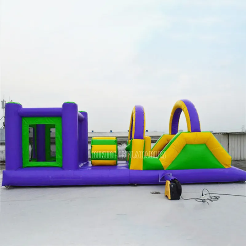 Combo de obstáculo inflável com corrediça, curso de obstáculo ao ar livre para crianças e adultos b5009