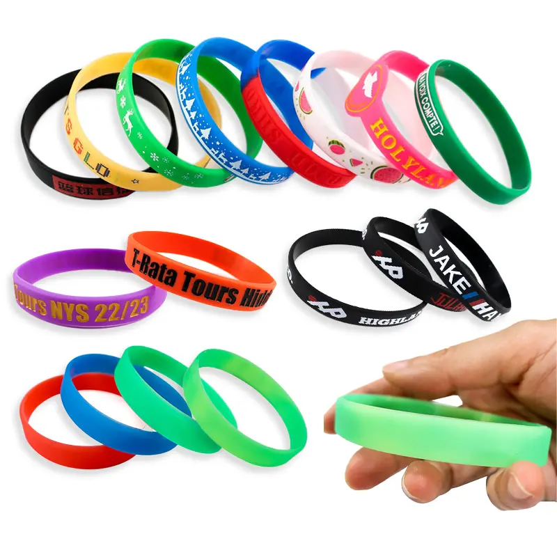 Benutzer definierte Sport Gummi Silikon Armbänder Männer machen Ihre eigenen Gummi Armbänder mit Nachricht oder Logo personal isierte Armbänder