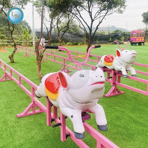 安い遊園地機器ヒューマンパワーレーシングゲーム農場動物幸せなカメと子供のための家族のためのトラックでのウサギのレース - Product Image 1